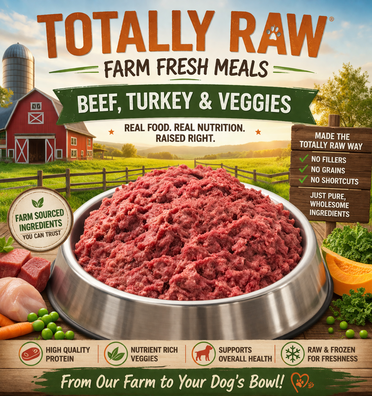 Beef, Turkey & Veggies - Totally Raw
